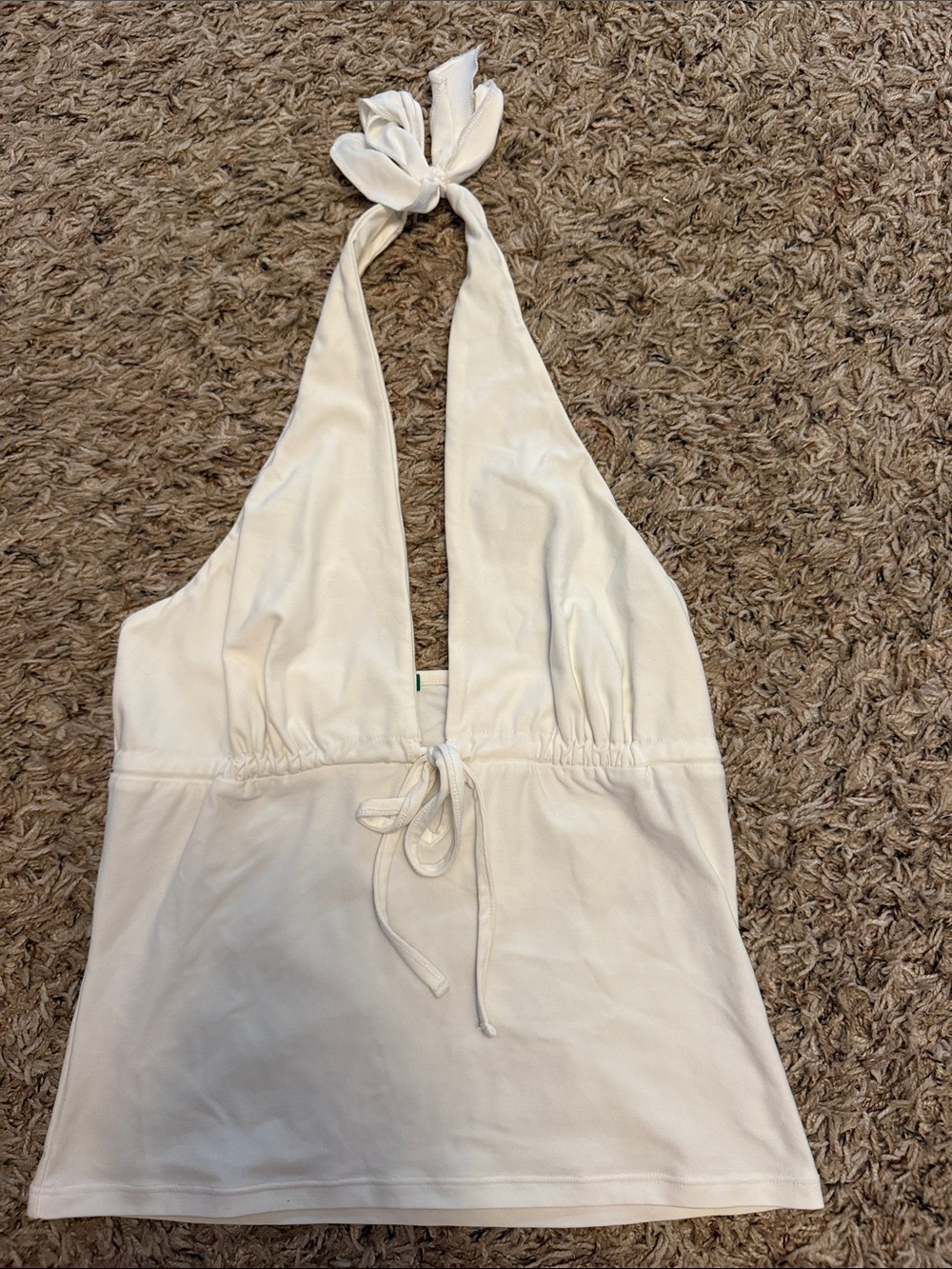 United Colors Of Benetton White Halter Top with Keyhole